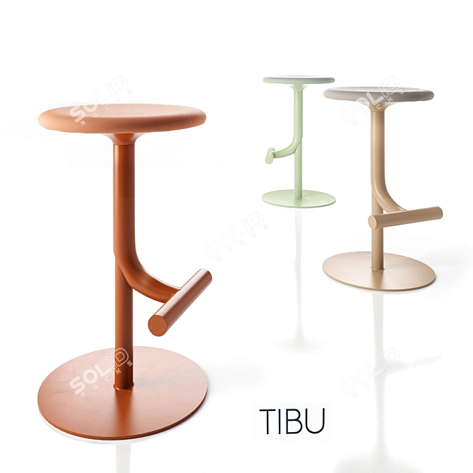 Minimalist Scandinavian Tibu Stool 3D model image 1