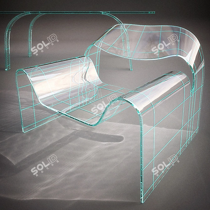 Sleek Glass Ghost Chair & Table 3D model image 3