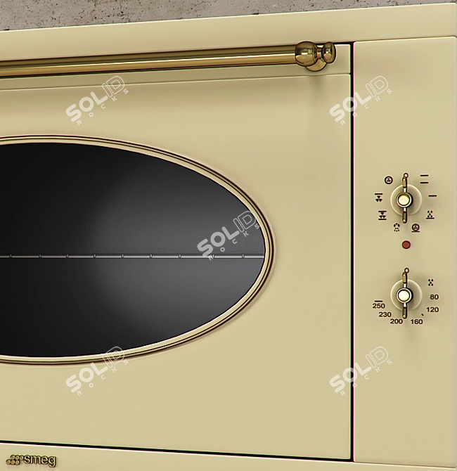 SMEG Cream 90cm Oven with Gold Aesthetics 3D model image 2