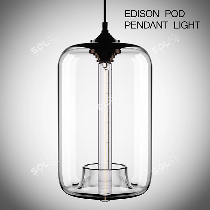 Industrial Glamour: Edison Pod Pendant 3D model image 1