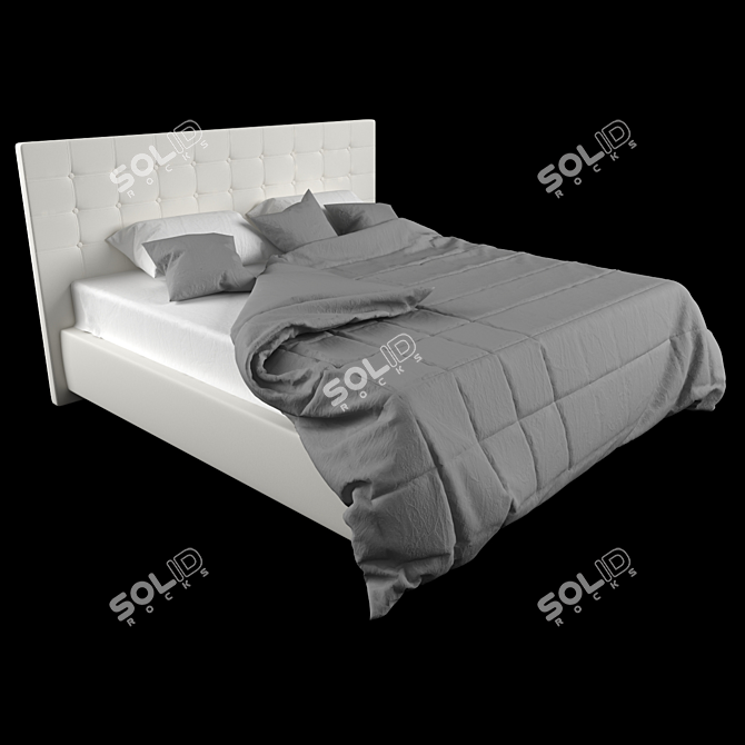 Elegant Floral Design Bed 3D model image 1