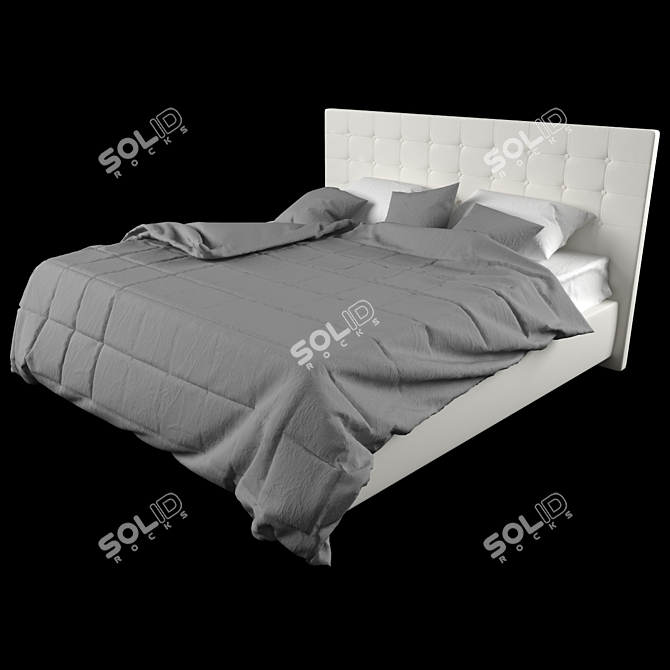 Elegant Floral Design Bed 3D model image 2
