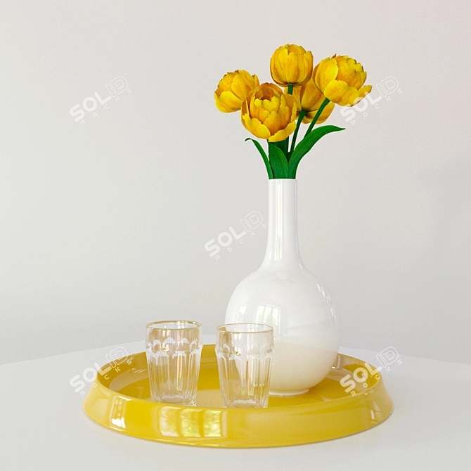 Artistic Tulip Ensemble 3D model image 1