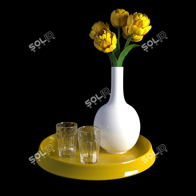 Artistic Tulip Ensemble 3D model image 2