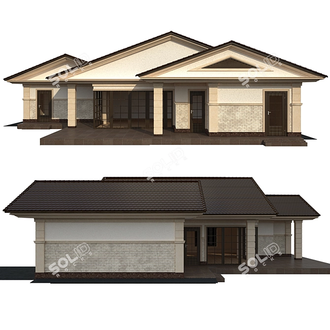 Modern Luxury Cottage 3D model image 1