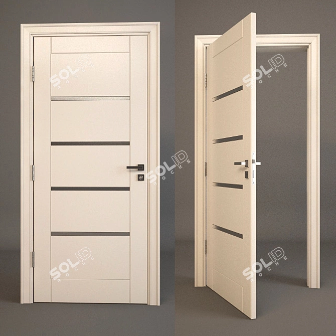 Sleek White Pivot Door 3D model image 2