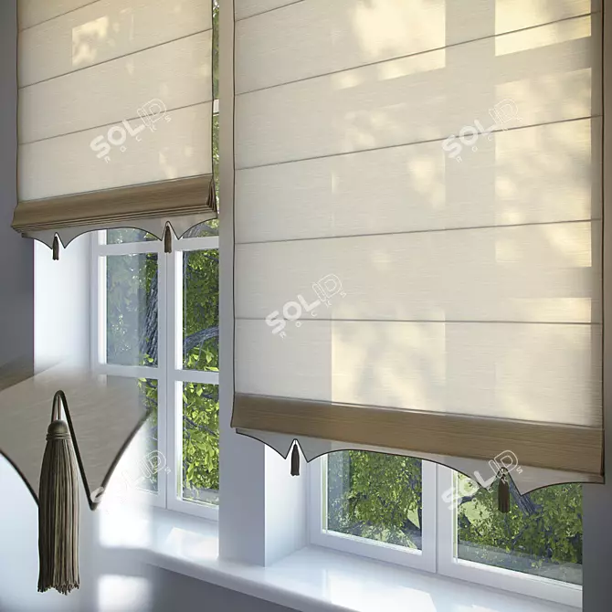 Animated Roman Blinds: Adjustable Size, Simplified Suspension 3D model image 1