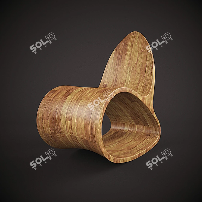 Sleek Wooden Seating Solution 3D model image 1