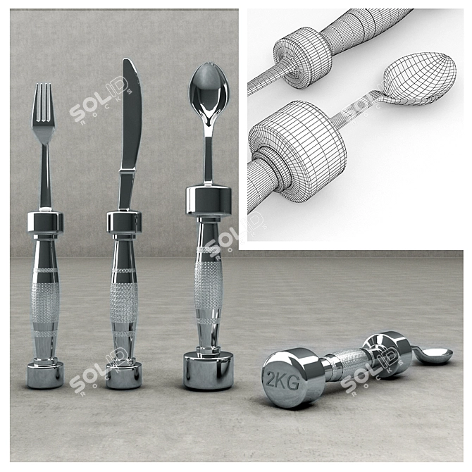 FitDine Cutlery Dumbbells 3D model image 1