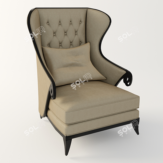 Elegant Leather Accent Chair 3D model image 1