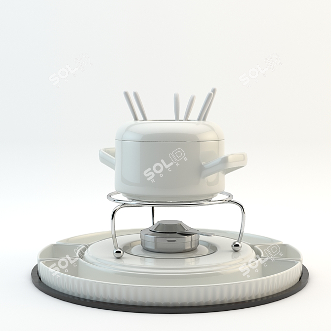 Cheesy Delight Fondue Set 3D model image 1