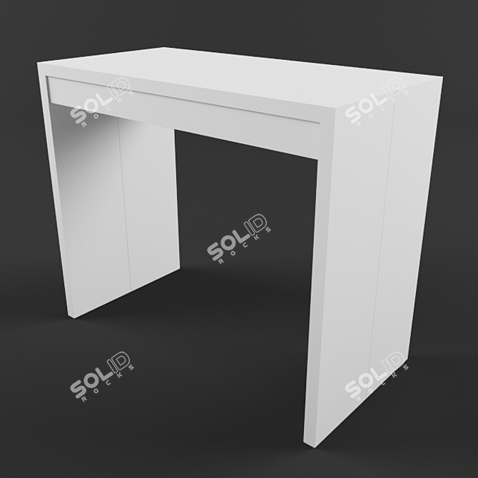 Sleek White Foldable Console Table 3D model image 1