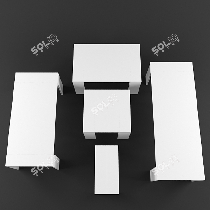 Sleek White Foldable Console Table 3D model image 2