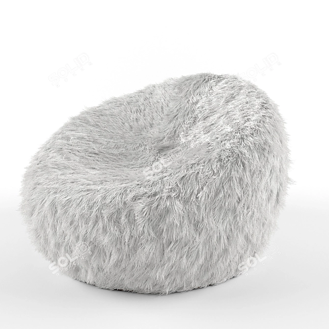 Cozy Fur Pouf 3D model image 1