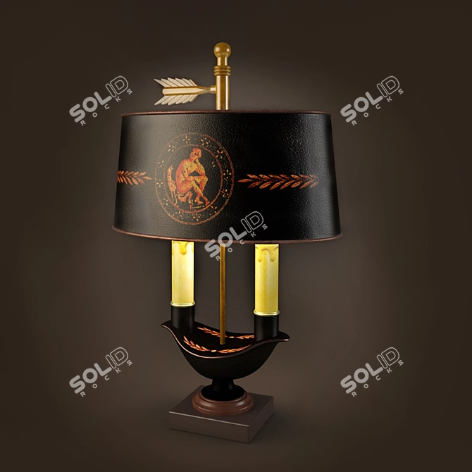 Vintage French Tole Lamp 3D model image 1