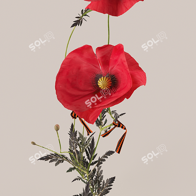 Stylish Poppies Skin Wrap 3D model image 1