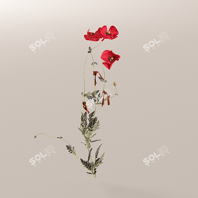 Stylish Poppies Skin Wrap 3D model image 2