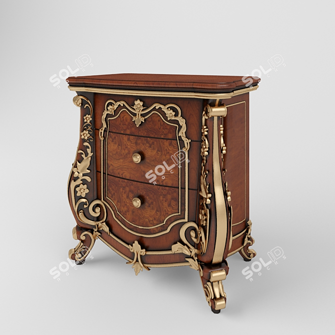 Modern Wood Bedside Table 3D model image 1