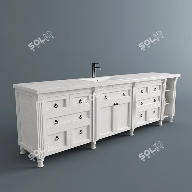 Bathroom Vanity Cabinet with Sink 3D model image 1