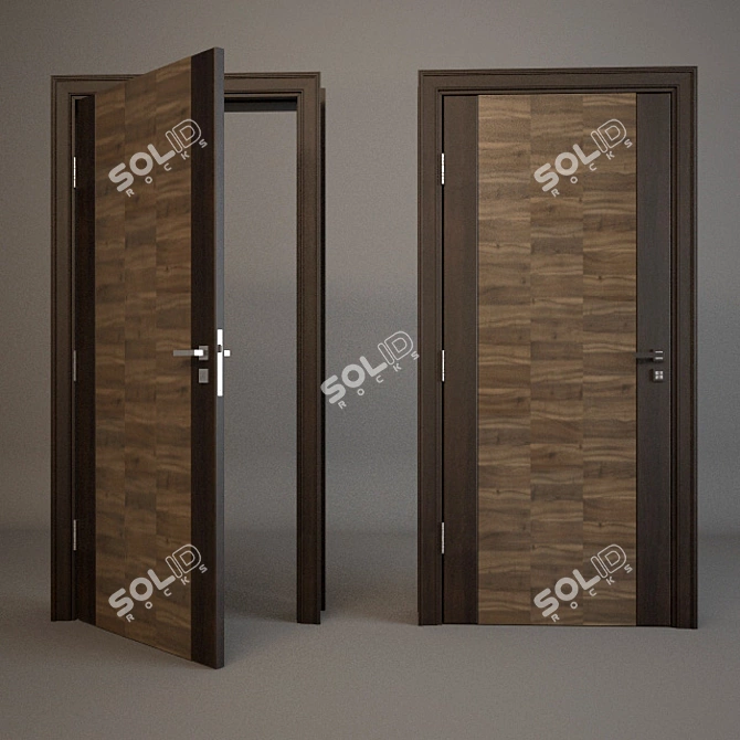 Modern Oak Veneer Door with Pivot 3D model image 1