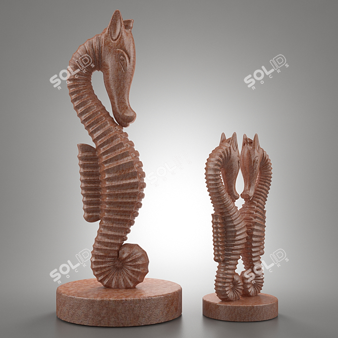 Vintage Iron Sea Horse 3D model image 1