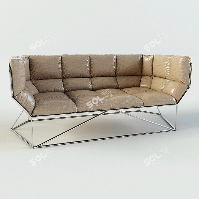 Cozy Fabric Sofa: Compact, Stylish 3D model image 1