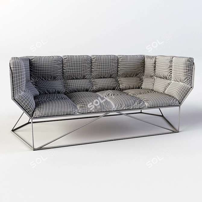 Cozy Fabric Sofa: Compact, Stylish 3D model image 3