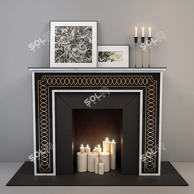 Elegant Flame: Decorative Fireplace 3D model image 1