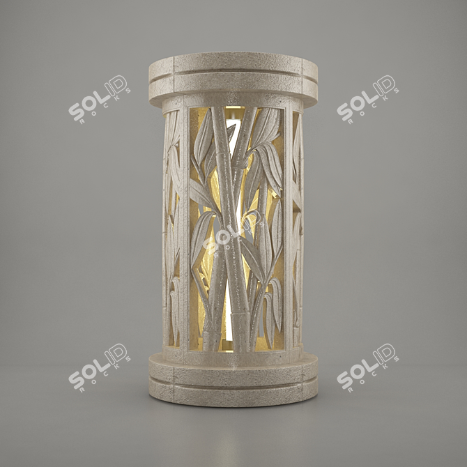 Bamboo Glow: Natural Soft Stone Lamp 3D model image 1