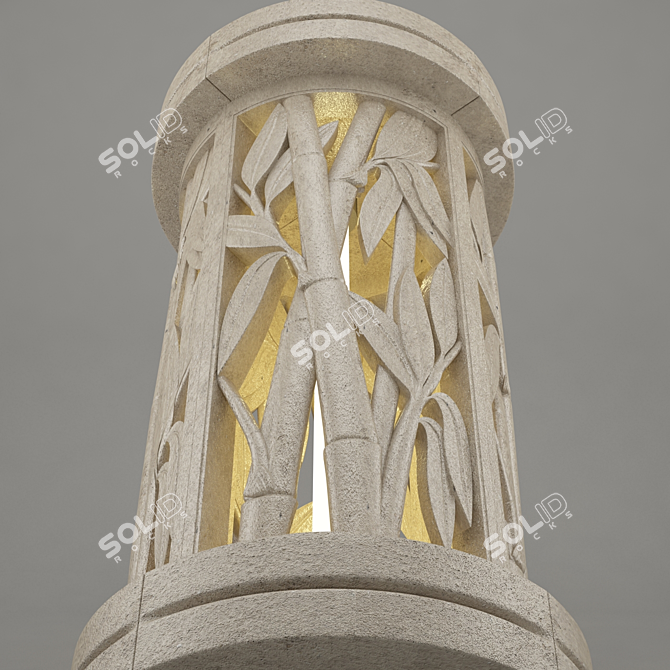 Bamboo Glow: Natural Soft Stone Lamp 3D model image 2