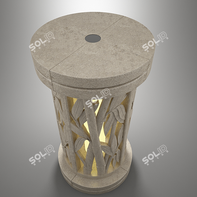Bamboo Glow: Natural Soft Stone Lamp 3D model image 3