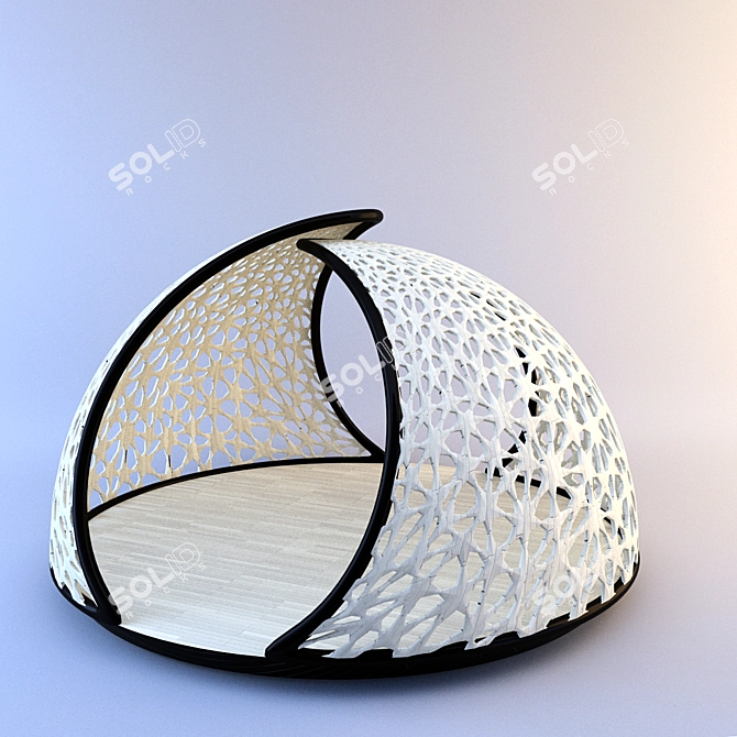 Straw and Glass Decor Basket 3D model image 1