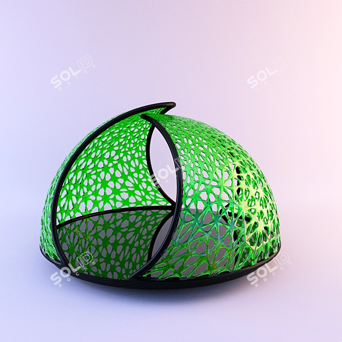 Straw and Glass Decor Basket 3D model image 2