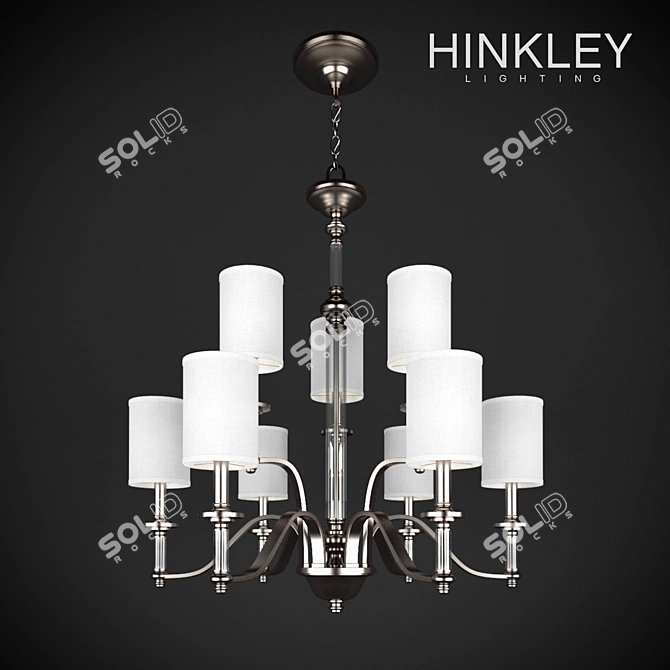Elegant Brushed Nickel Chandelier 3D model image 1