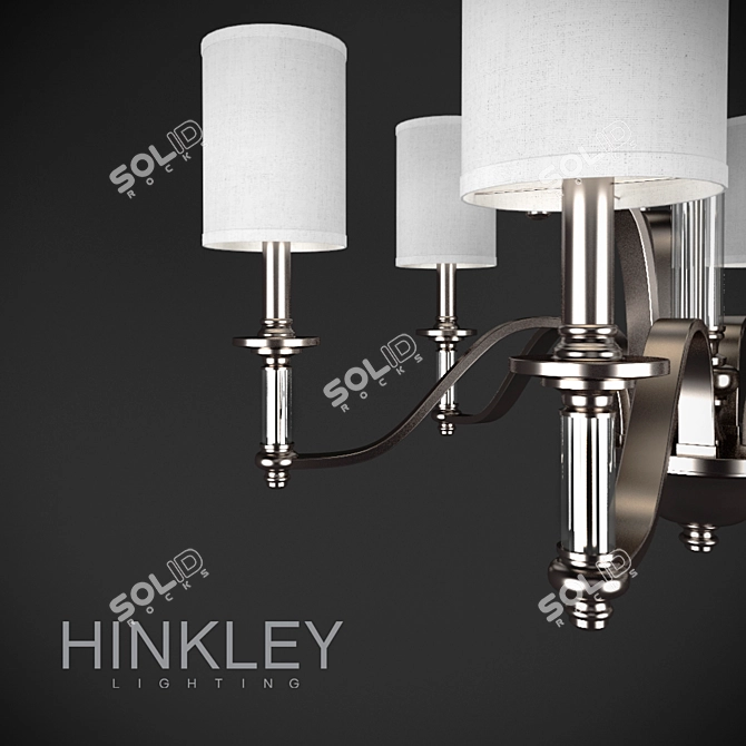 Elegant Brushed Nickel Chandelier 3D model image 2
