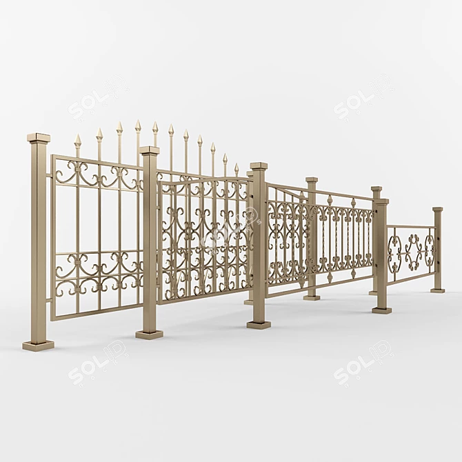 Sleek Geometry Forged Fence 3D model image 1