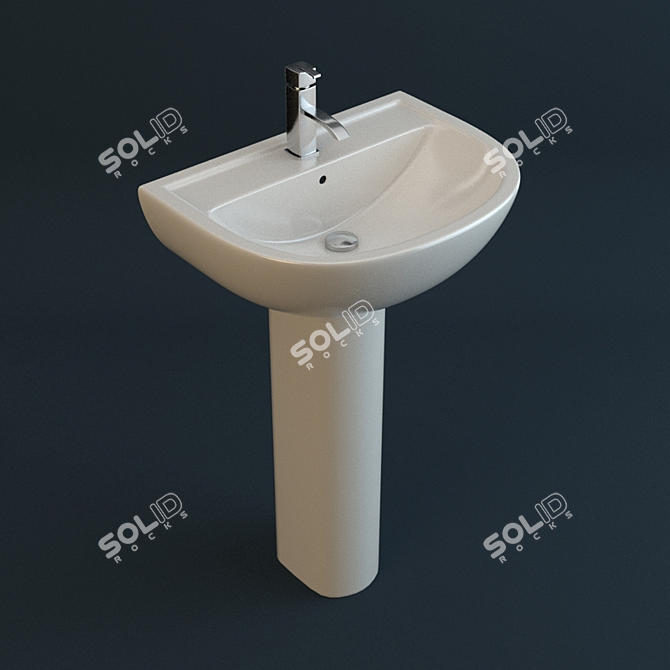 Sleek White Ceramic Washbasin 3D model image 1