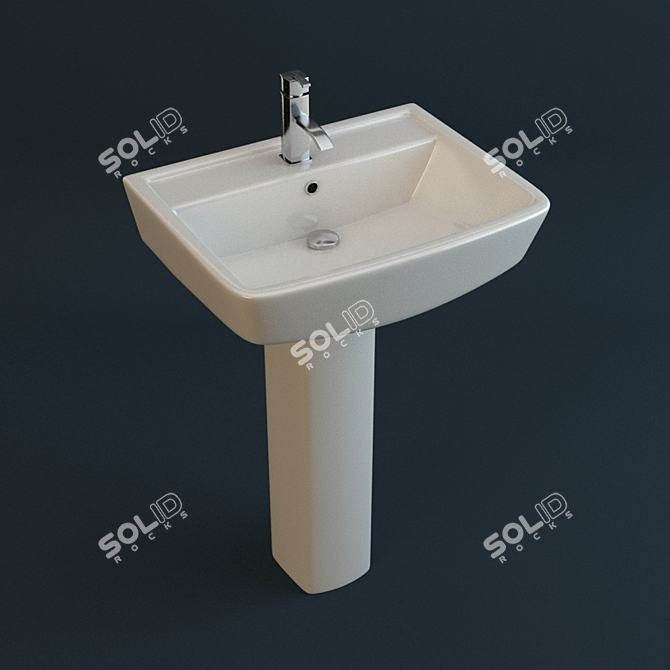 Elegant Ceramic Washbasin 3D model image 1