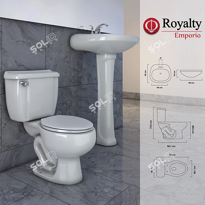 Regal Emporio Toilet & Washbasin 3D model image 1