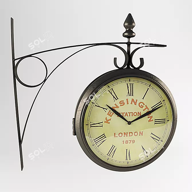 Vintage London Station Double-Sided Wall Clock 3D model image 1