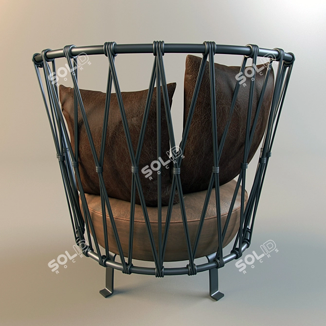 Baxter Pedro Velvet Armchair & Ottoman 3D model image 3