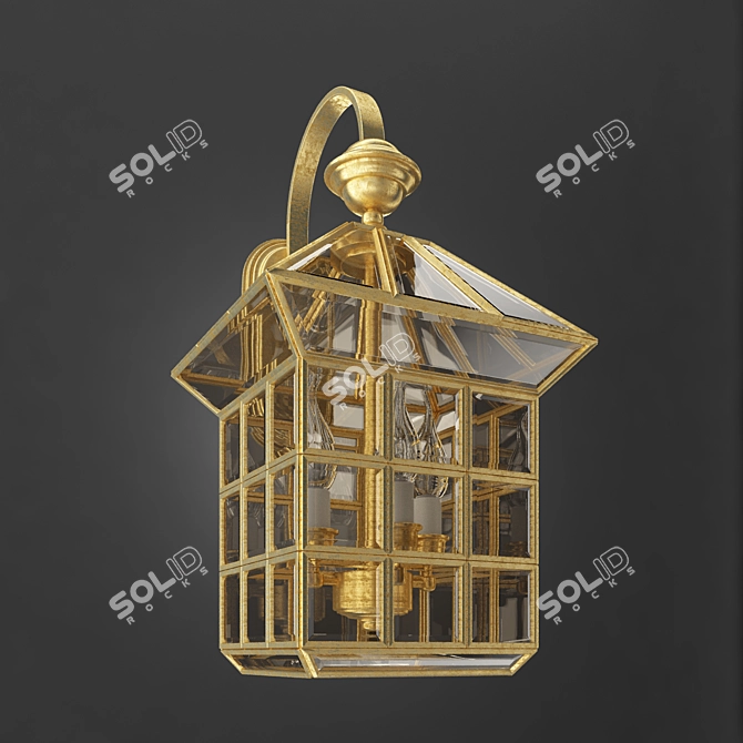 TINKO 687: Three-Light Decorative Tiffany Wall Sconce 3D model image 1