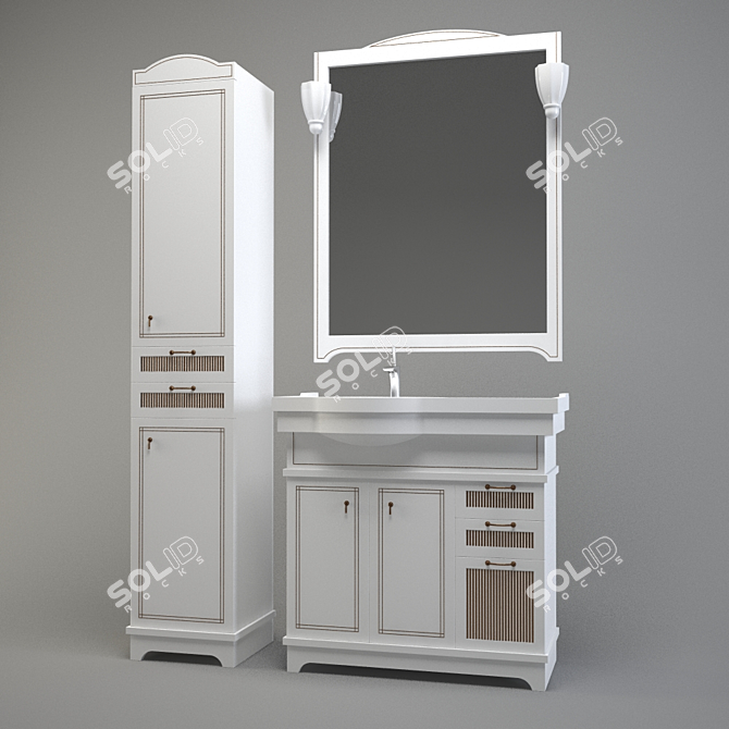 Bathroom Furniture Set 3D model image 2