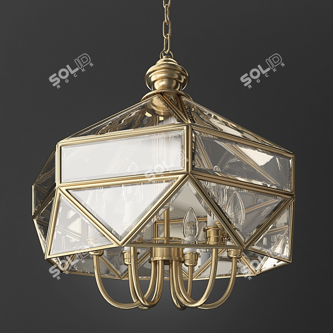 TINKO Tiffany Six-Lamp Chandelier 3D model image 1