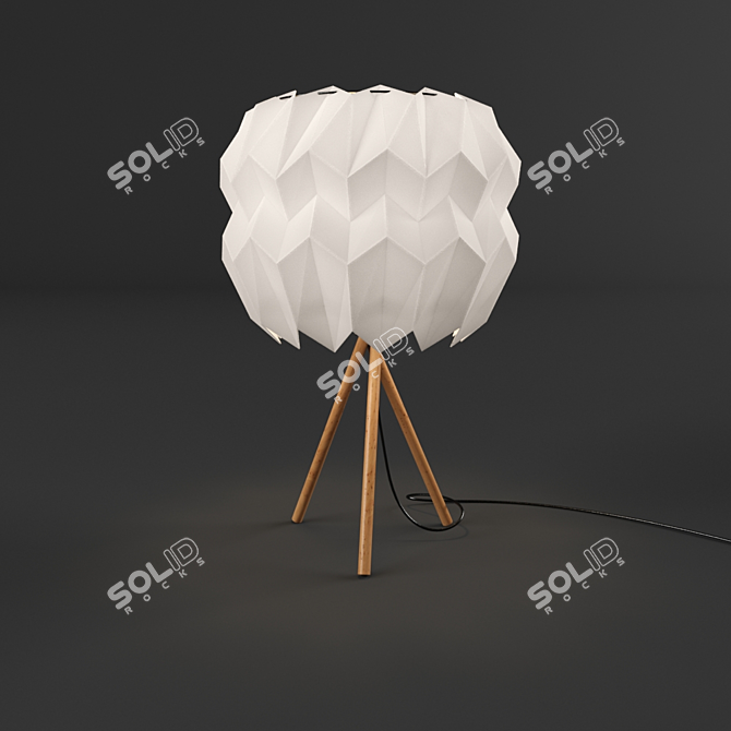 Elegant Wood and Paper Lamp 3D model image 1