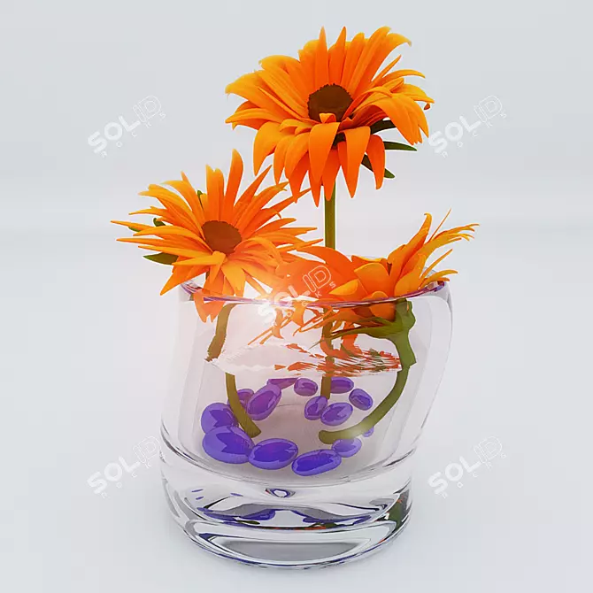 Elegant Floral Vase 3D model image 1