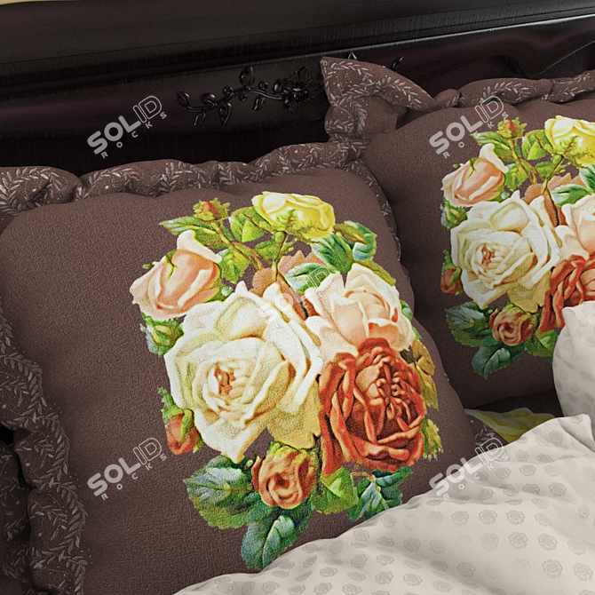 Elegant Belveder Noir Bed 3D model image 2