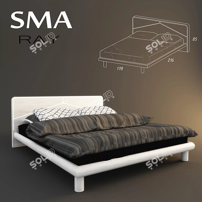 SMA RAY LED Lit Double Bed 3D model image 1