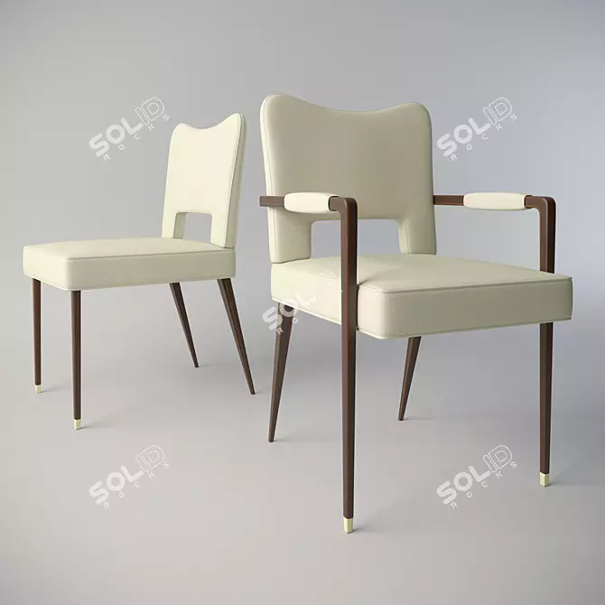 Elegant Profiles Collection Dining Chairs 3D model image 1