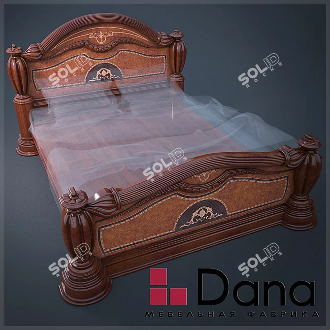 Rais Walnut Bed 5-0 3D model image 1